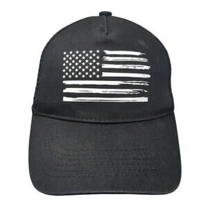 USA Flag Snapback Trucker Hat Black One Size Adjustable Mesh Back Vionlan